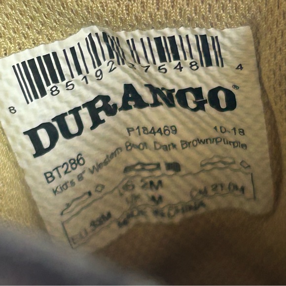 Durango Western Boots Pink Tan Square Toe Kid's Size US 2M BT287 Purple/Brown - Picture 5 of 7